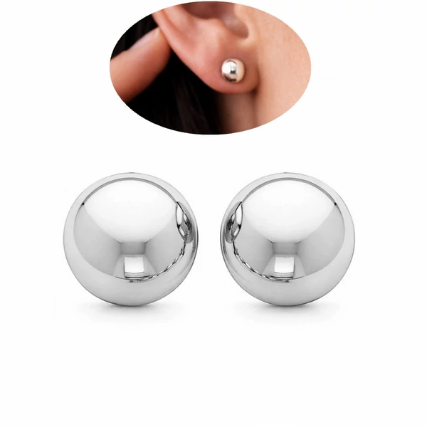 Ezüst félgömb fülbevaló 8 mm minimalista elegáns női ékszer