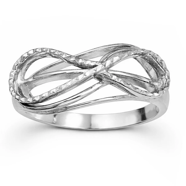 Hullámzó dupla végtelen jellel díszített ezüst gyűrű