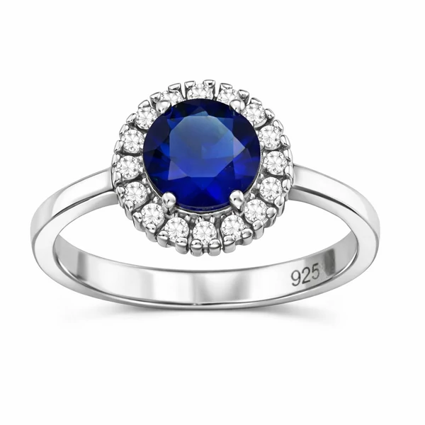 Mutatós zafírkék színű kővel díszített elegáns ezüst gyűrű