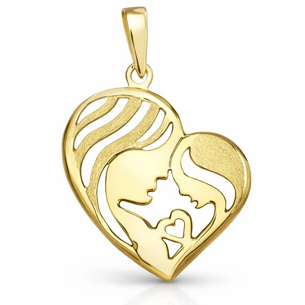 arany anya-gyermek szív medál elegáns ékszer Heim Ékszer műhelyéből