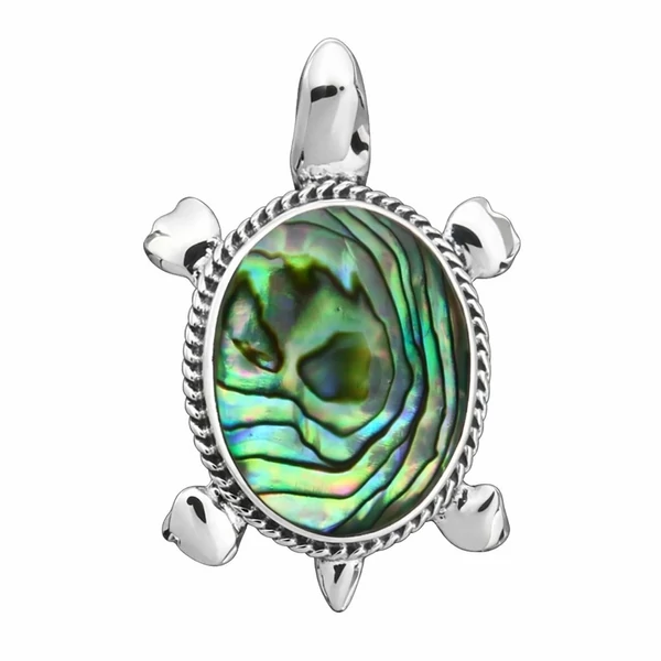 ezüst teknős medál pávakagyló díszítéssel a Heim Ékszer webaruháztól