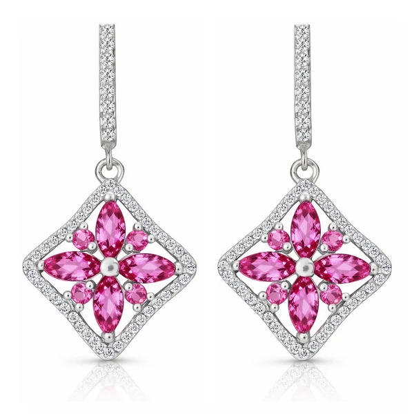 Rózsaszín köves fülbevaló