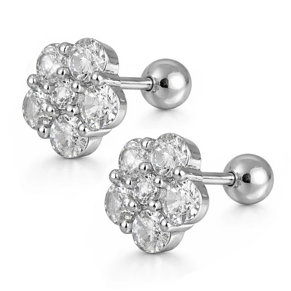 Kényelmes virág fülbevaló menetes golyós zárral