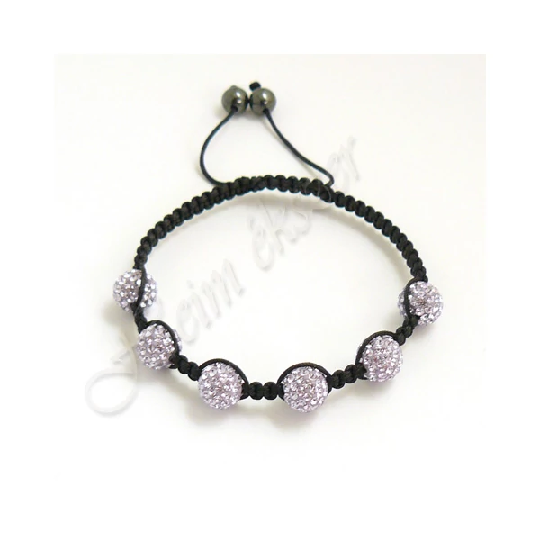 Shamballa lila Swarovski crystal karkötő 10 mm