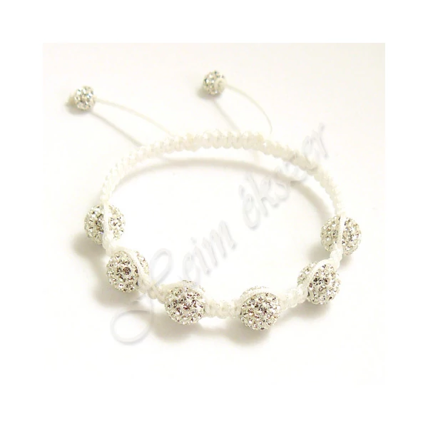 Shamballa fehér swarovski crystal karkötő