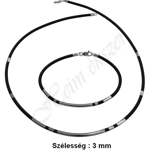 Férfi ezüst-kaucsuk garnitúra Heim Ékszer webáruház