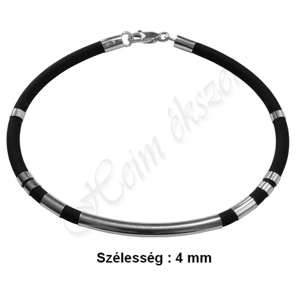 Férfi ezüst kaucsuk karkötő 4 mm Heim Ékszer webáruház