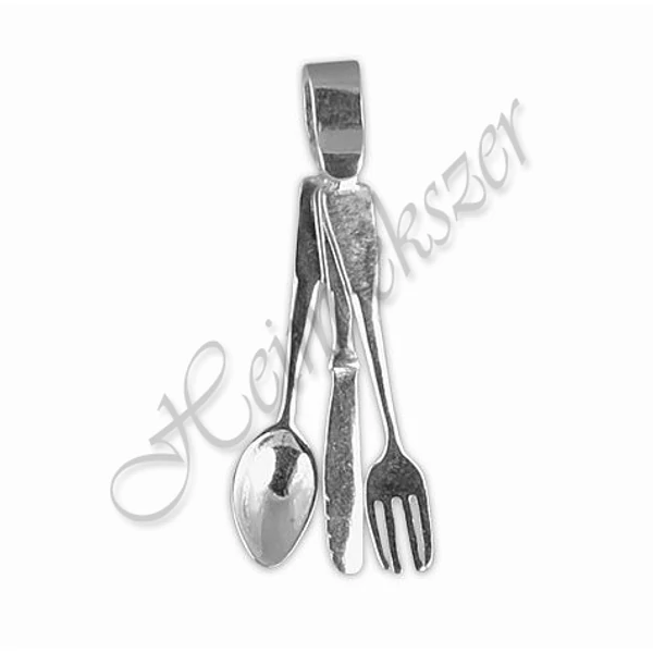 Ezüst ékszer, ezüst kés, villa, kanál medál