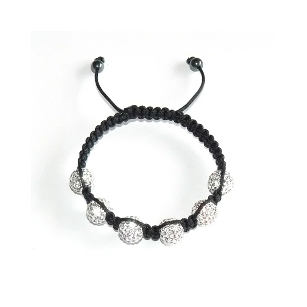 Shamballa fehér Swarovski crystal karkötő 8 mm
