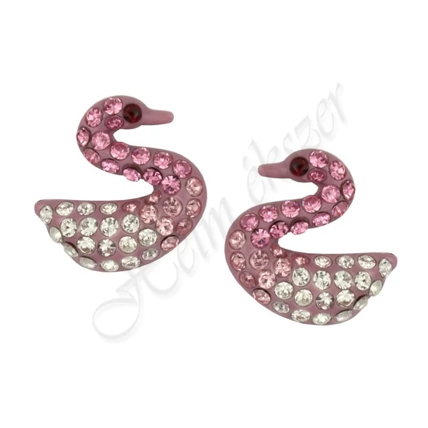 Swarovski kövekkel díszített ezüst hattyú fülbevaló Heim Ékszer webáruház