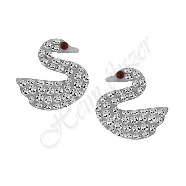 Swarovski kövekkel díszített hattyú fülbevaló Heim Ékszer webáruház