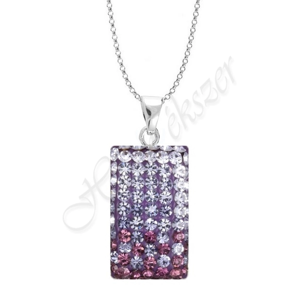 Swarovski kövekkel díszített lila ezüst medál-nyaklánc garnitúra Heim Ékszer webáruház