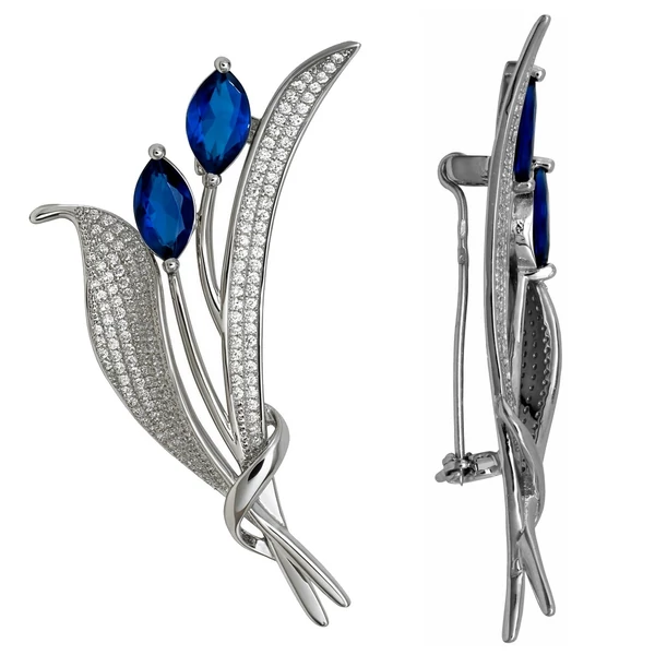 Különleges ezüst bross zafírkék kövekkel